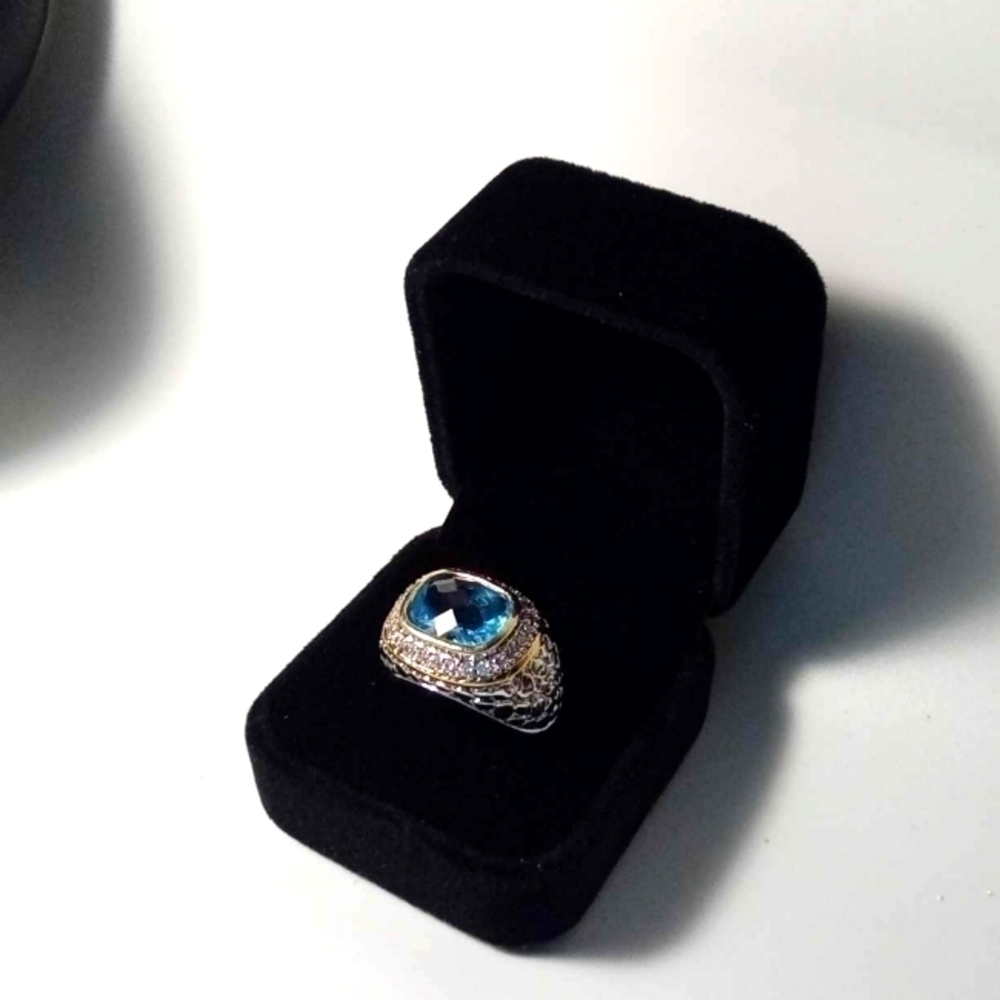 Gorgeous silver turquoise stone & cz's ring size 7.25 - Picture 5 of 6